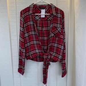 WILLIAM B super cute tie-up flannel tie-up flannel